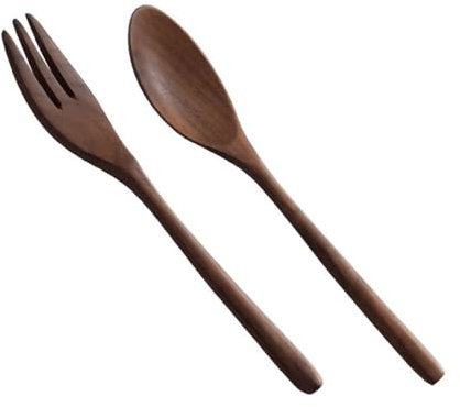 Salad Servers Set Vintage Wooden Fork and Spoon Simple Fork and Spoon Eating Long Handle Two Piece Set