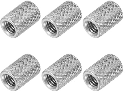 PATIKIL M4 Round Connector Nuts, 6 Pcs 0.24OD x 0.31H 304 Stainless Steel Round Knurled Thumb Coupling Nut Sleeve Threaded Rod Bar Stud Tube Hardware Fastener for Camera Lamp Bracket