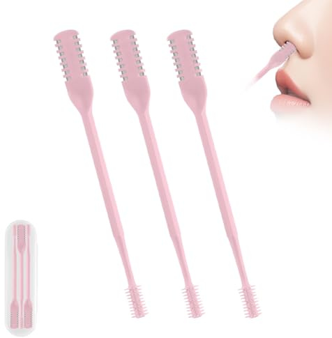 Cortador de pelo nasal 2 en 1, herramienta de depilación de fosas nasales giratoria de 360°, hoja de vello nasal de doble cara, recortadora de vello nasal con recogedor de orejas para mujeres y