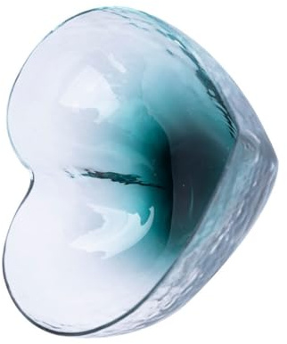 TOYANDONA Nordic Style Heart-Shaped Glass Dessert Bowl Multi-Functional Salad and Fruit Holder Medium Ink Blue Tableware for Household Serving Easy-Clean Food Display Dish
