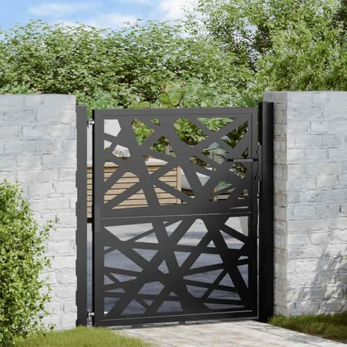 Refined Puerta de jardín de acero negra diseño luminoso 105x106 cm