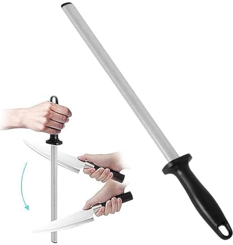 Diamond Sharpening Steel - 12 inch Knife Sharpener, Professional Sharpening Steel for Kitchen Knife, Cooking Knifes, Butchers and Japanese Knifes