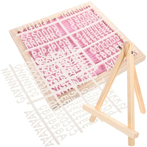 iplusmile Wooden Felt Letter Board 25x25cm Pink DIY Message Board for Shower Wedding Decor Home Accessory with Double-Sided Felt Letters Set