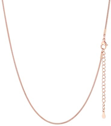 FaithHeart Schlangenkette Damen Edelstahl Wasserfest Schlangen Kette Hypoallergene Halskette Schmuck für Alltag Edelstahlkette 35/40/45/50/55/60/65/70/75cm lang, in Silber/Gold/Rosegold/Schwarz