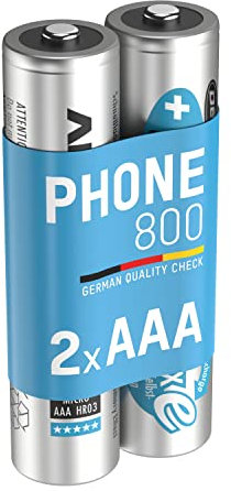 ANSMANN 2x Telefono Phone Batterie ricaricabili mini stilo AAA - 800 mAh 1,2 V NiMH - Pila a ricarica veloce - telefoni cordless