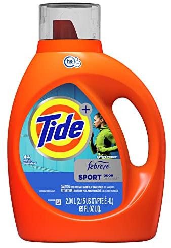 Tide Plus Febreze Fresh Sport Odor Defense HE Turbo Clean Liquid Laundry Detergent, Active Fresh Scent, 2.04 L (44 Loads) - Packaging May Vary