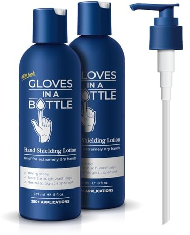 2 x 8oz Gloves In A Bottle Shielding Lotion+ 1 pump dispenser - for dry cracked skin