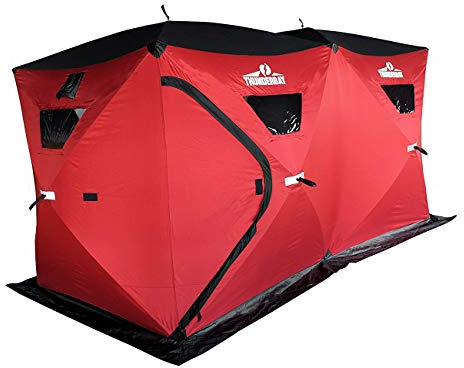 THUNDERBAY Ice Cube 6 Man Portable Ice Shelter, 68 Square Feet of Fishable Area, Portable 6 Person Ice Shanty