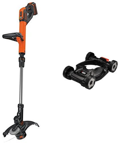BLACK+DECKER STC1820PC Tagliabordi con Prolunga, Bobina Reflex AFS, 18 V, 2 A, con Batteria e Caricabatteria + CM100-XJ Base 3 in 1 per Tagliabordi