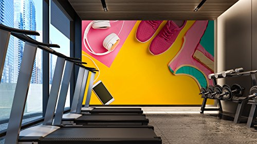 Fotomural Vinilo Pared Deportivo Barato Cascos Gym | Fotomurales pared | Fotomural Decorativo | Mural | Vinilo Decorativo | Varias Medidas 400 x 300 cm | Decoración Gimansios | Deportes varios