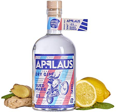 Applaus Dry Gin SUEDMARIE – handcrafted Gin nach klassisch schwäbischer Art, mit Wacholder, Amalfizitrone, süsser Angelikawurzel und Ingwer, 1 x 0.5 l