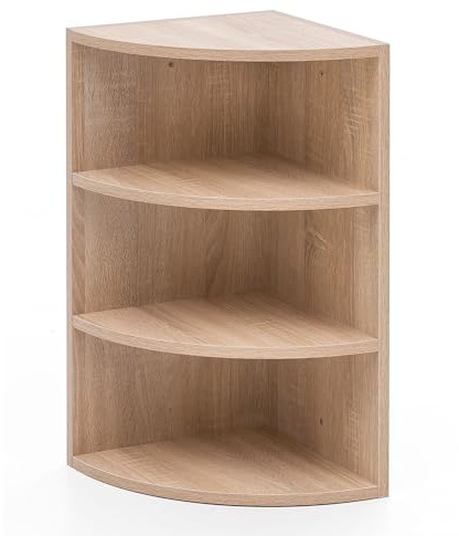 Wohnling Eckregal 30x30x60 cm Sonoma, Wandregal 3 Fächer | Hängeregal für die Ecke, Wandboard freischwebend hoch, Holzregal für Bücher und Deko, Eckboard für Wohnzimmer