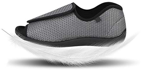 IBLUELOVER Chaussons Diabétiques Hommes Chaussures Rééducation Orthopédique Réglable Fermeture Scratch Sandale Ouvert Chausson pour âgées Pieds Enflé Arthrite Pantoufle en Mousse à Mémoire