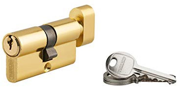 Cilindro europeo per serratura a pomolo Ecopro, 30Bx30mm, alluminio, antisfilamento, 3 chiavi, finitura ottone - THIRARD