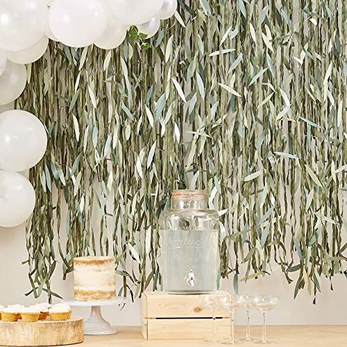 Blätter-Vorhang Backdrop DIY Wand-Schmuck Tür-Vorhang Hintergrund Photo-Box Botanical Eukalyptus Blätter grün - Hochzeits-Deko Party-Dekoration Stoff-Girlande Vorhang Feier Geburtstags-Deko