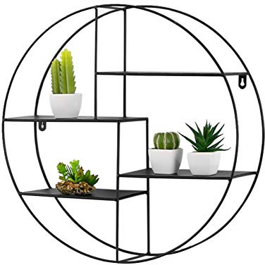 WYFZT Schwimmdock Regale Dekorative Runde Schweberegal Wandregal Hängeregal Wandboard rustikales regalbrett Regal für die Wand bauernregal Metall, Moderne kreative, Schwarz (Size : 70×16×70cm)