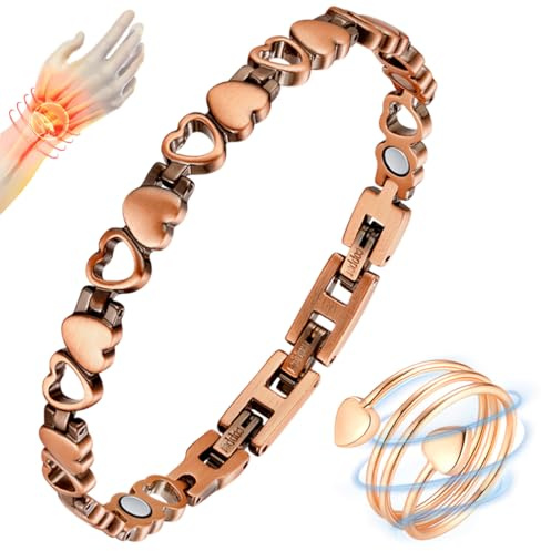 Vicmag Copper Bracelet for Women, Strength Magnetic Copper Bracelets 99.9% Solid Pure Copper Jewelry Valentine's Day Gift for Her (Adjustable Size with Gift Box)