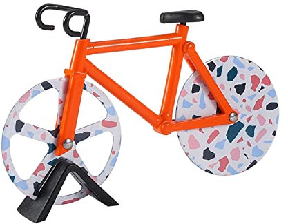 Cortapizzas Forma de bicicleta Pizza Cortador de acero inoxidable Pizza Sola Rueda Corte Herramientas Pizza Cuchillo Torta Herramientas Rueda Rueda Uso for galletas de gofres Rebanador de pastel