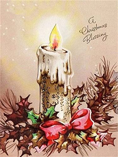 DIY 5D Diamond Painting Set für Kinder/Erwachsene Weihnachtskerze Diamant Painting Bilder Full Drill Kristall Stickerei Kreuzstich Kunsthandwerk für Home Wand Dekorationen Geschenk Square Drill50x70cm