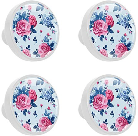 Möbelknopf Pinke Blume Möbelgriffe Kinderzimmer 4 Stück Schubladenknopf Bunte Knauf Schrankgriffe Kristall Türknauf Für Jungen Und Mädchen 3.3x2.5 cm