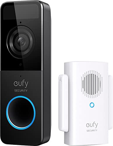 eufy Security, Kit campanello video Wi-Fi, risoluzione 1080p, nessun costo mensile, riconoscimento personale, audio a 2 vie, scheda micro SD da 16 GB inclusa (ricondizionata)