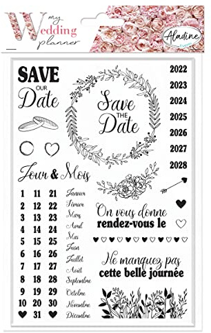 Aladine - Wedding Planner SAVE THE DATE - Planche de Tampons pour Organiser et Planifier votre Mariage de Façon Créative 3260 Noir