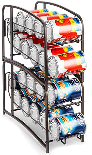 Mutool 2 Pack Stackable Can Rack Holder, Can Organizer for Fridge Kitchen Cupboard, Can Holder Storage Rack for Counter-Top, Pantry Organizers and Storage, Bronze