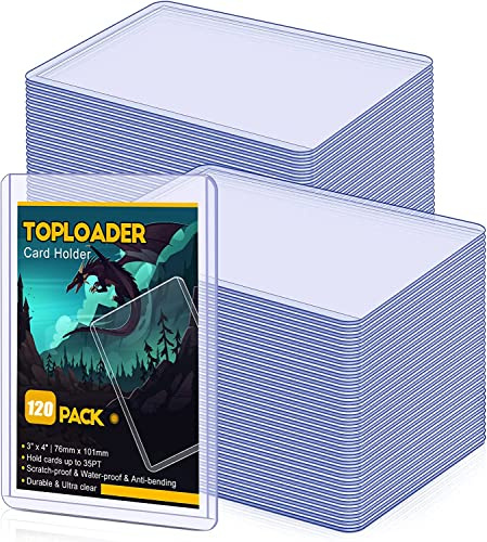 KAHEIGN 120 Pezzi Custodie Trasparenti per Carte, 76 x 101mm Caricatore Dall'alto Standard Custodie per Cartes 35pt Portacarte in Plastica Protezione Carta per Carte da Gioco Sportive Pokemon YGO