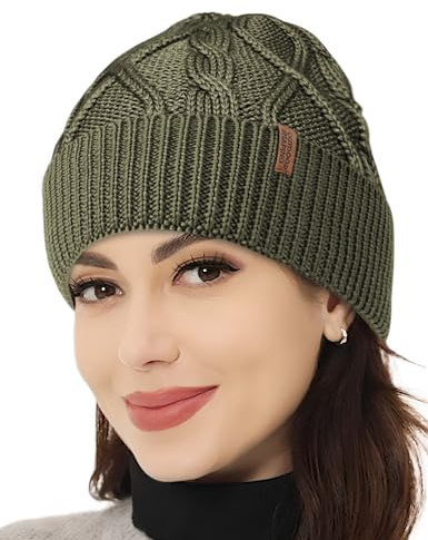 Outdoor Shaping Warme Merino Wollmütze Cable Knit, Winter Strickmütze Damen Herren,Atmungsaktive Beanie 100% Wolle, Geschenkbox für Outdoor Skifahren Wandern