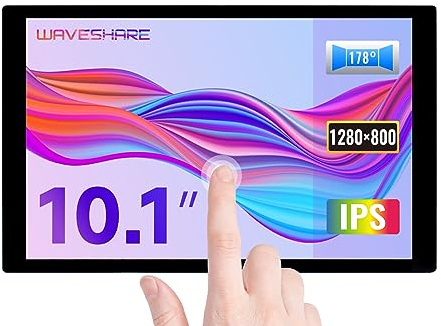 Waveshare 10.1inch Capacitive Touch LCD Display for Raspberry Pi, 1280×800 Resolution, IPS Display Panel, DSI Interface, Capacitive 10-Point Touch, Full Color, with 178° Wide Viewing Angle