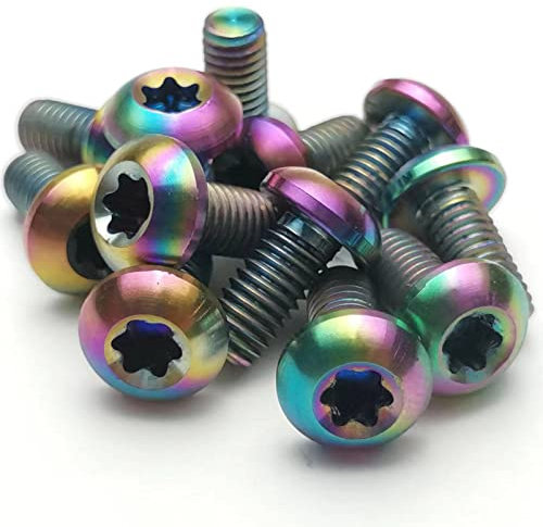[12 Stück] M5 * 10mm T25 Titanium Ti Bolt für Fahrrad Scheibenbremsscheiben, MTB Fahrrad Titan Rotor Bolt Kit, Regenbogenfarbe, Leichtgewicht