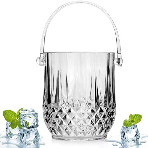 Collic Seau de Glace En Cristal, Port de Porte-Récipient À Vin de Glace En Acrylique Portable Chariot de Boisson À Vin de Godet Refroidisseur, Décoration de La Maison/Transparent/12 * 13,6 Cm