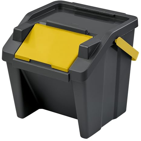 Tontarelli - Cestino impilabile Moda 30L con Manico (Secchio Nero-Coperchio Verde)
