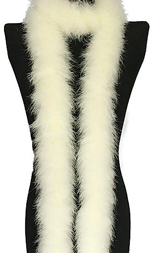 Yurosiay Groß Federboa 2m Bunt Federstreifen 10cm Breit 50g Federboa Basteln Verdickt Girlande Federn Deko Natürliche Truthahnfedern Streifen Federn zum Nähen Lange Federborte Beige