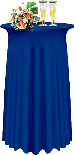 Cocktail Tischdecke Spandex Packungen Schwarz Cocktail Spandex Stretch Tischdecke Mit Rock80×110cm Runde Verbessertes Modell Cocktailtischrock Tailliertes High Top Stehtisch Husse Für Party Hochzeit (