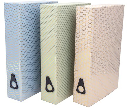 Pukka Pad Haze Foolscap Box Files – Pack of 3 Filing Boxes with Internal Spring Clip & Thumb Holes for Easy Retrieval – 70mm Capacity, Fits up to 500 Sheets of Paper for Safe & Secure Document Storage