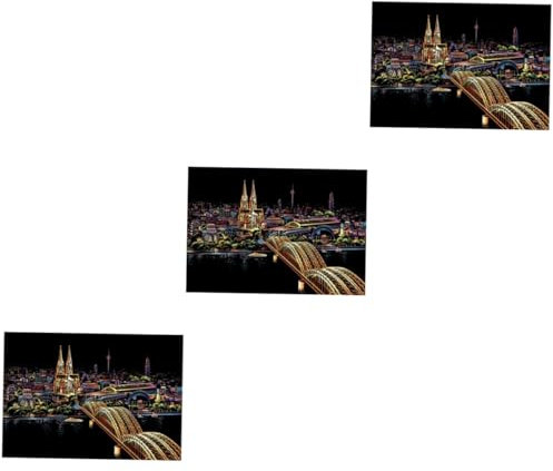 SAFIGLE 3stücke Kreatives Kratzbild Für Handgemachtes Entspannungstool Diy Kunstwerk Kölner Dom Perfektes Für Weihnachten Für Kreative Köpfe Und Deko-fans