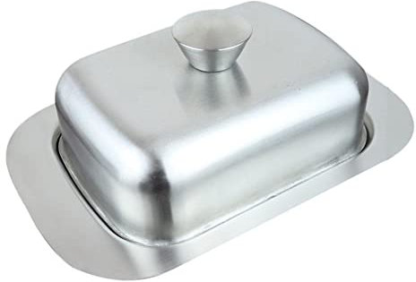 TRoki Mantequera de Acero Inoxidable con Tapa, Bandeja Aislante para Almacenamiento de Queso, Pan y Mantequilla (Plata)