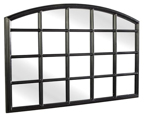 Riess Ambiente Moderner Wandspiegel Paris 120cm schwarz Fensterspiegel Rundbogen-Design