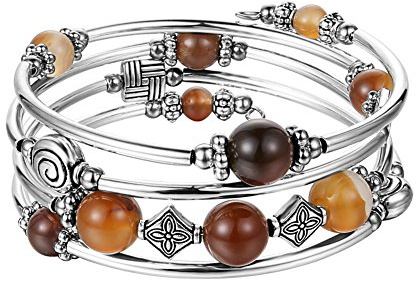FULU AUTUMN Bracelet de Perles en Argent pour Femme-Bijoux Bohème Multicouches-Cadeau Fete Des Meres pour Maman(09-B)