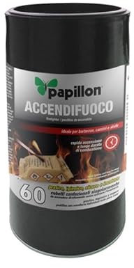 Papillon - 60 cubetti ACCENDIFUOCO ECOLOGICO in barattolo - inodore - durata fiamma circa 10 minuti, 81357