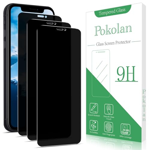 Pokolan 3 Stück Sichtschutz für Apple iPhone 11, XR Panzer Schutz Glas | Anti Spy, Glas Displayschutzfolie, Frei von Kratzern, 9H Härte, Blasenfrei, Ultrabeständig