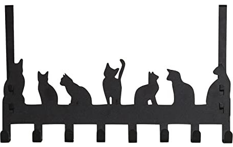 Türhaken Edelstahl, Türgarderobe mit 8 Haken, Cartoon Türhaken Zum Einhängen - Tragfähigkeit bis 8,5 kg - Kleiderhaken Tür für Badezimmer Türhakenleiste Moderne Türhänger (40CM,1 A Katzen-Park)