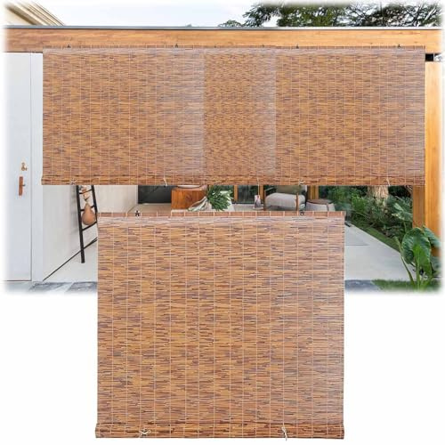 Bambusrollo Sonnenschutz Und Sichtschutz Rollo Bambus Für Fenster & Türen Bambus Raffrollo Outdoor Bambus Vorhang Jalousie Für Hofgarten, Balkon, Terrasse 80x155 100x155 150x155 120x30cm (Farbe : Ori