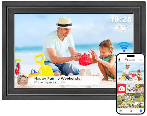Lutranstra 10,1 Zoll WiFi Digitaler Bilderrahmen, 1280 x 800 HD IPS-Touchscreen, Automatische Drehung, 32 GB Speicher, Teilen von Fotos oder Videos über Frameo App