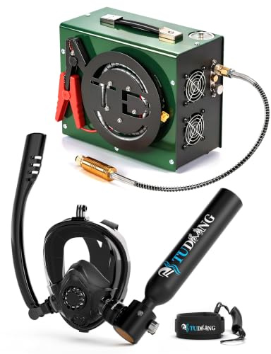 TUDIVING - Ensemble de Bouteilles de plongée sous-Marine de 0,5 L, Mini Bouteille d'oxygène avec compresseur, kit de plongée Portable de Voyage