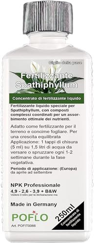 POFLO Spathiphyllum Giglio della Pace Fertilizzante Liquido HighTech NPK Completo - per Pianta del Cucchiaio (250ml)