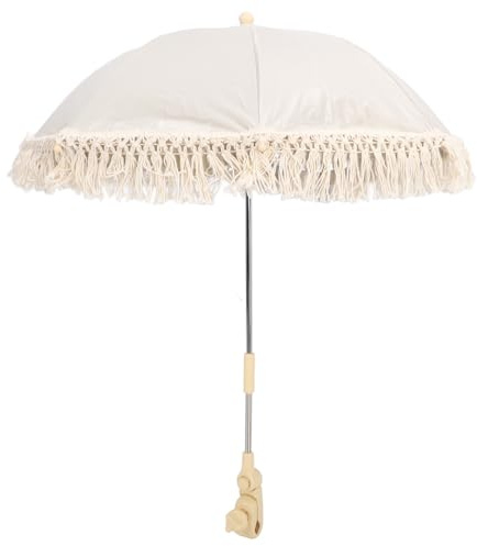 Fockety Sombrilla para Cochecito de bebé, Sombrilla Universal para Bebés Sombrilla Bloqueo UV Plegable Paraguas para Cochecito de bebé Paraguas Al Aire Libre para bebé con (Paraguas beige)