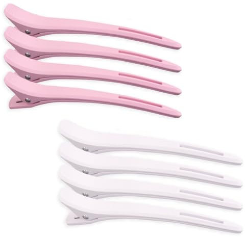 UYVPAER 8Pcs Haarschneide-Clips Für Friseure, Haarstylist, Dauerwellen Und Färben, Scheitel- Und Positionierungsclips Für Friseur, Frauen, Männer (Weiß, Rosa)