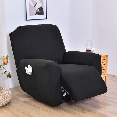 Morbuy Stretchhusse für Relaxsessel Komplett Sesselbezug, Leisure Stretch Relaxsessel Bezüge Elastisch Sesselschoner für Fernsehsessel Liege Sessel für Kinder, Haustiere (Schwarz)